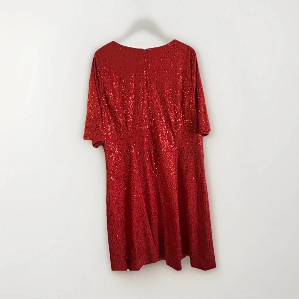Glamorous Red Sequin Mid Sleeve Dress